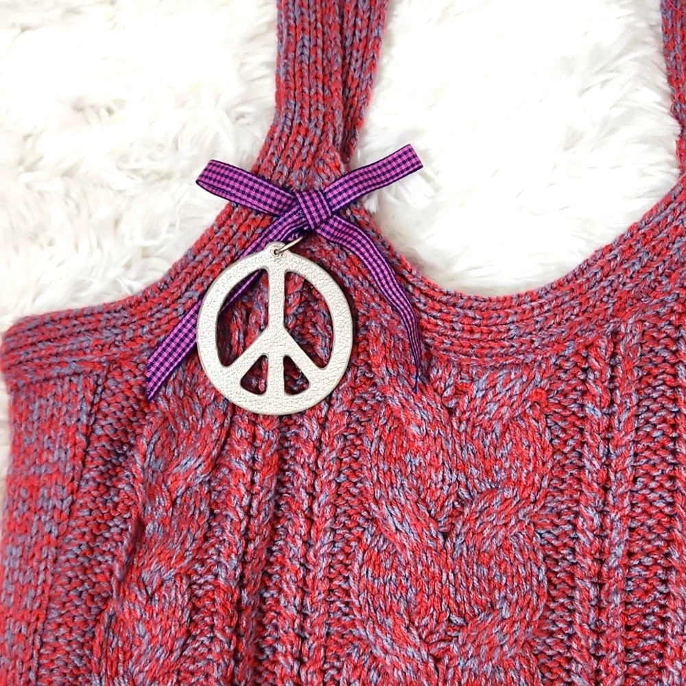 American Eagle Cable Knit Boho Hobo Crochet Tote Bag